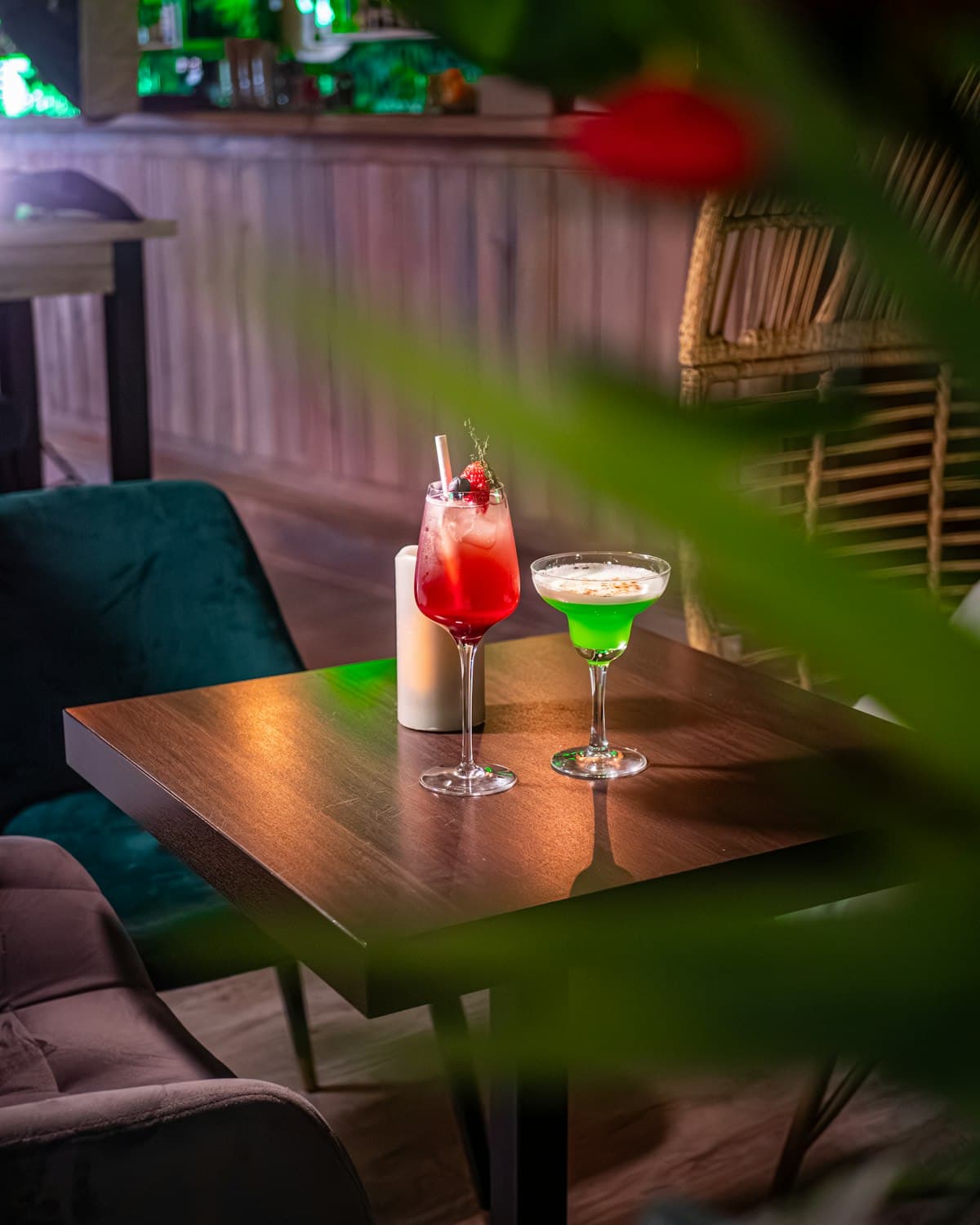 Cocktails on a restaurant table, capturing Boston's late-April big-night dining mood